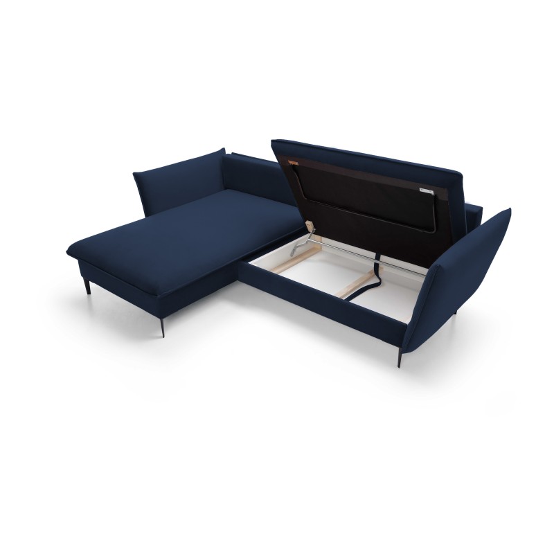 GLOSS Left-Handed Corner Sofa with Sleeping Function, Freestanding Set with Pillows in RIVIERA 96 Dark Grey Fabric GLOSS Left-Handed Corner Sofa with Sleeping Function, Freestanding Set with Pillows in RIVIERA 96 Dark Grey Fabric