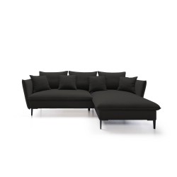 GLOSS Right-Handed Corner Sofa with Sleeping Function, Free-Standing Fabric Set with Pillows in RIVIERA 16 Cappuccino
