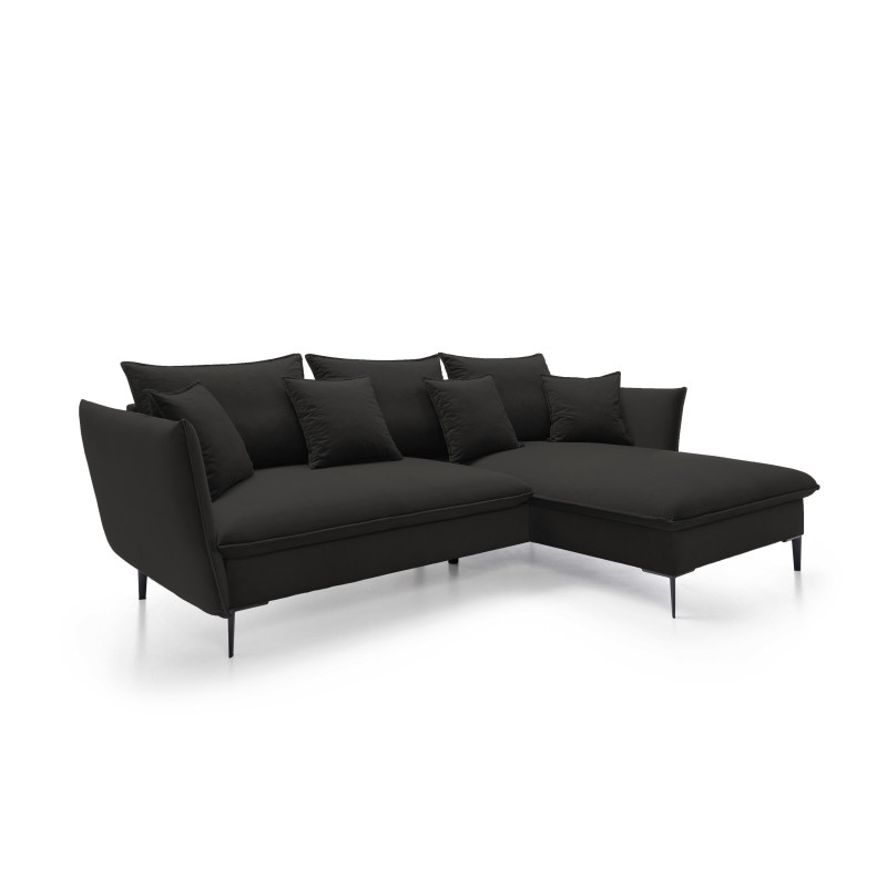 GLOSS Right-Handed Corner Sofa with Sleeping Function, Free-Standing Fabric Set with Pillows in RIVIERA 16 Cappuccino GLOSS Right-Handed Corner Sofa with Sleeping Function, Free-Standing Fabric Set with Pillows in RIVIERA 16 Cappuccino