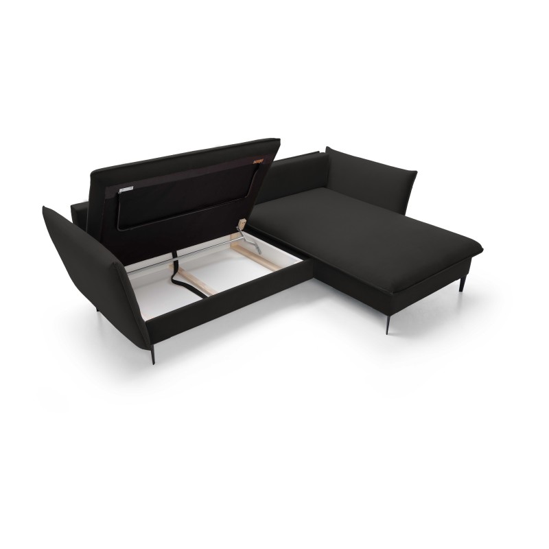 GLOSS Right-Handed Corner Sofa with Sleeping Function, Free-Standing Fabric Set with Pillows in RIVIERA 16 Cappuccino GLOSS Right-Handed Corner Sofa with Sleeping Function, Free-Standing Fabric Set with Pillows in RIVIERA 16 Cappuccino