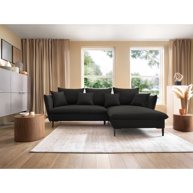 GLOSS Right-Handed Corner Sofa with Sleeping Function, Free-Standing Fabric Set with Pillows in RIVIERA 16 Cappuccino GLOSS Right-Handed Corner Sofa with Sleeping Function, Free-Standing Fabric Set with Pillows in RIVIERA 16 Cappuccino