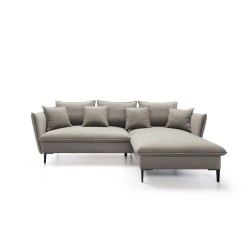 GLOSS Right-Handed Corner Sofa with Sleep Function, Free-Standing Set with Cushions in RIVIERA 21 Beige Fabric