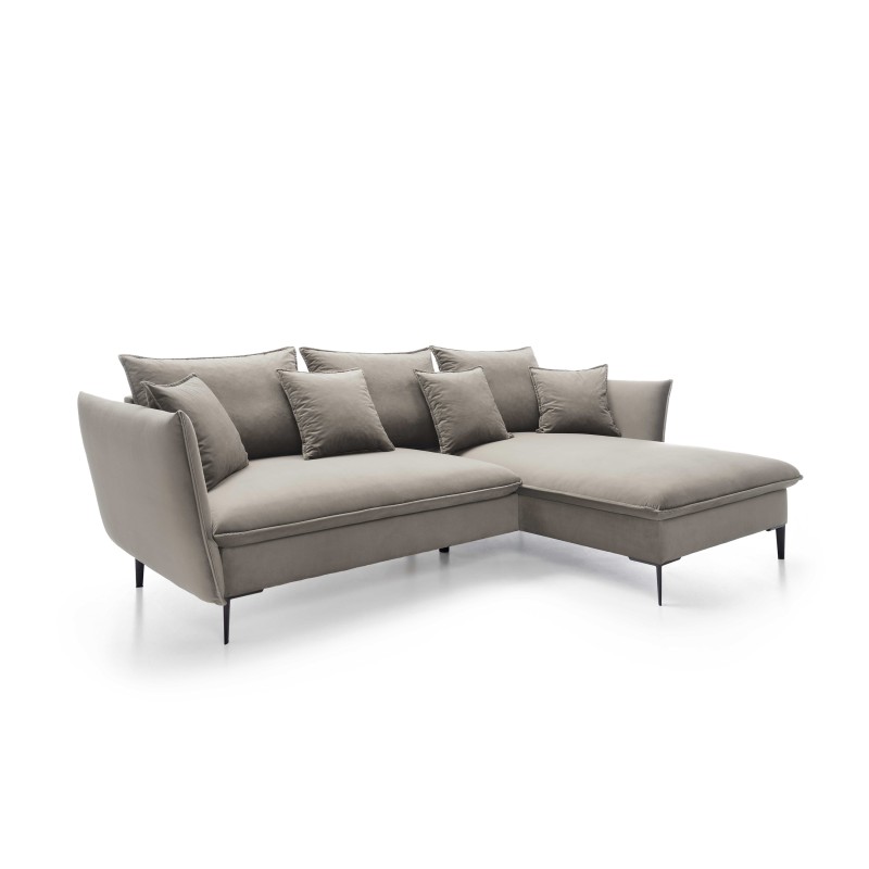 GLOSS Right-Handed Corner Sofa with Sleep Function, Free-Standing Set with Cushions in RIVIERA 21 Beige Fabric GLOSS Right-Handed Corner Sofa with Sleep Function, Free-Standing Set with Cushions in RIVIERA 21 Beige Fabric