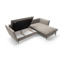 GLOSS Right-Handed Corner Sofa with Sleep Function, Free-Standing Set with Cushions in RIVIERA 21 Beige Fabric GLOSS Right-Handed Corner Sofa with Sleep Function, Free-Standing Set with Cushions in RIVIERA 21 Beige Fabric