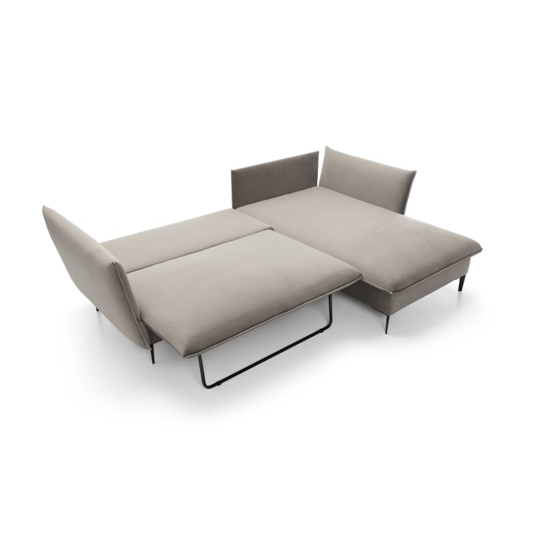GLOSS Right-Handed Corner Sofa with Sleep Function, Free-Standing Set with Cushions in RIVIERA 21 Beige Fabric GLOSS Right-Handed Corner Sofa with Sleep Function, Free-Standing Set with Cushions in RIVIERA 21 Beige Fabric