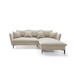 GLOSS Right-Handed Corner Sofa with Sleep Function, Free-Standing Set with Pillows in RIVIERA 38 Green Fabric