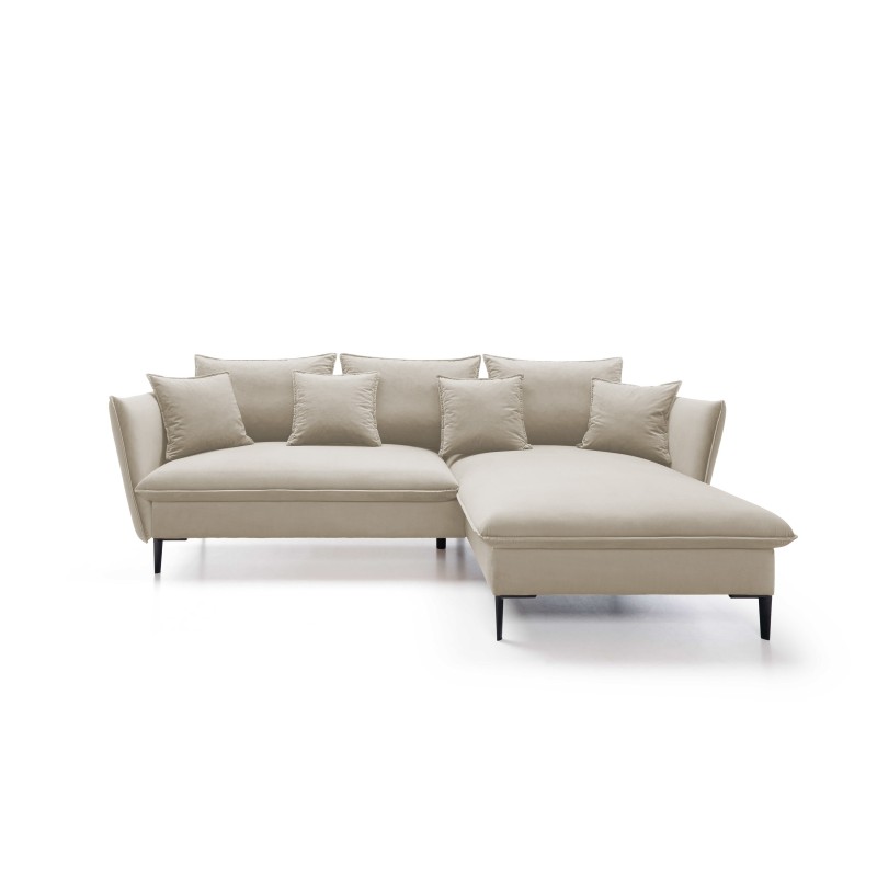 GLOSS Right-Handed Corner Sofa with Sleep Function, Free-Standing Set with Pillows in RIVIERA 38 Green Fabric GLOSS Right-Handed Corner Sofa with Sleep Function, Free-Standing Set with Pillows in RIVIERA 38 Green Fabric