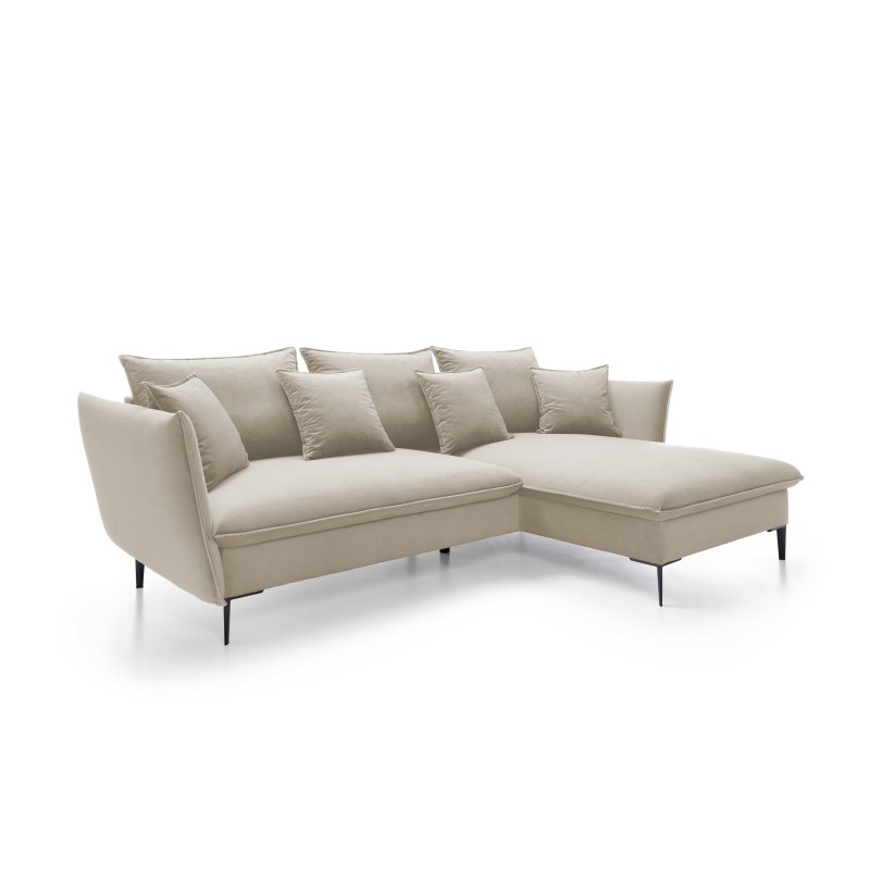 GLOSS Right-Handed Corner Sofa with Sleep Function, Free-Standing Set with Pillows in RIVIERA 38 Green Fabric GLOSS Right-Handed Corner Sofa with Sleep Function, Free-Standing Set with Pillows in RIVIERA 38 Green Fabric