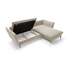 GLOSS Right-Handed Corner Sofa with Sleep Function, Free-Standing Set with Pillows in RIVIERA 38 Green Fabric GLOSS Right-Handed Corner Sofa with Sleep Function, Free-Standing Set with Pillows in RIVIERA 38 Green Fabric