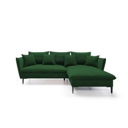 GLOSS Right-Hand Corner Sofa with Sleep Function, Free-Standing Set with Cushions in RIVIERA 41 Platinum Fabric