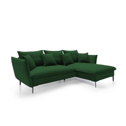 GLOSS Right-Hand Corner Sofa with Sleep Function, Free-Standing Set with Cushions in RIVIERA 41 Platinum Fabric GLOSS Right-Hand Corner Sofa with Sleep Function, Free-Standing Set with Cushions in RIVIERA 41 Platinum Fabric
