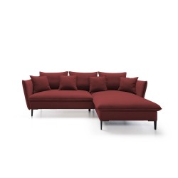 GLOSS Right-Hand Corner Sofa with Sleep Function, Free-Standing Set with Cushions in RIVIERA 69 Purple Fabric