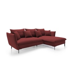 GLOSS Right-Hand Corner Sofa with Sleep Function, Free-Standing Set with Cushions in RIVIERA 69 Purple Fabric GLOSS Right-Hand Corner Sofa with Sleep Function, Free-Standing Set with Cushions in RIVIERA 69 Purple Fabric