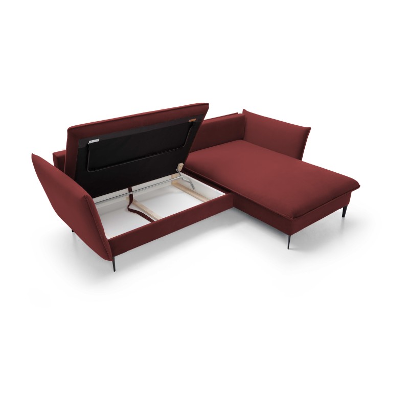 GLOSS Right-Hand Corner Sofa with Sleep Function, Free-Standing Set with Cushions in RIVIERA 69 Purple Fabric GLOSS Right-Hand Corner Sofa with Sleep Function, Free-Standing Set with Cushions in RIVIERA 69 Purple Fabric
