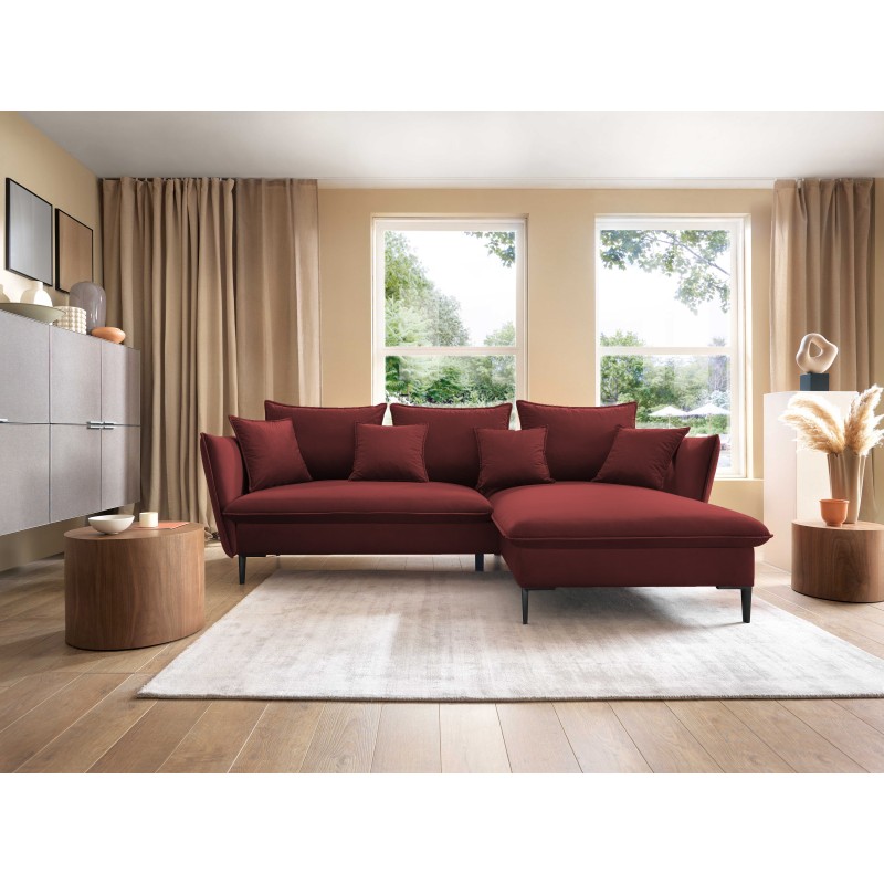 GLOSS Right-Hand Corner Sofa with Sleep Function, Free-Standing Set with Cushions in RIVIERA 69 Purple Fabric GLOSS Right-Hand Corner Sofa with Sleep Function, Free-Standing Set with Cushions in RIVIERA 69 Purple Fabric
