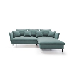 GLOSS Right-Handed Corner Sofa with Sleeping Function, Free-Standing Set with Pillows in RIVIERA 80 Light Grey Fabric