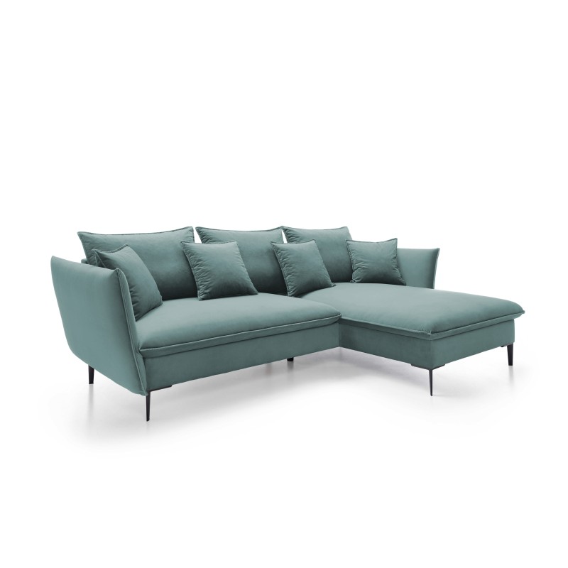 GLOSS Right-Handed Corner Sofa with Sleeping Function, Free-Standing Set with Pillows in RIVIERA 80 Light Grey Fabric GLOSS Right-Handed Corner Sofa with Sleeping Function, Free-Standing Set with Pillows in RIVIERA 80 Light Grey Fabric