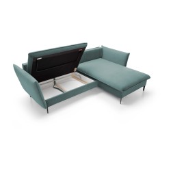 GLOSS Right-Handed Corner Sofa with Sleeping Function, Free-Standing Set with Pillows in RIVIERA 80 Light Grey Fabric GLOSS Right-Handed Corner Sofa with Sleeping Function, Free-Standing Set with Pillows in RIVIERA 80 Light Grey Fabric