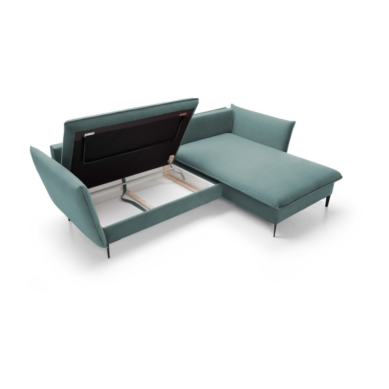 GLOSS Right-Handed Corner Sofa with Sleeping Function, Free-Standing Set with Pillows in RIVIERA 80 Light Grey Fabric GLOSS Right-Handed Corner Sofa with Sleeping Function, Free-Standing Set with Pillows in RIVIERA 80 Light Grey Fabric