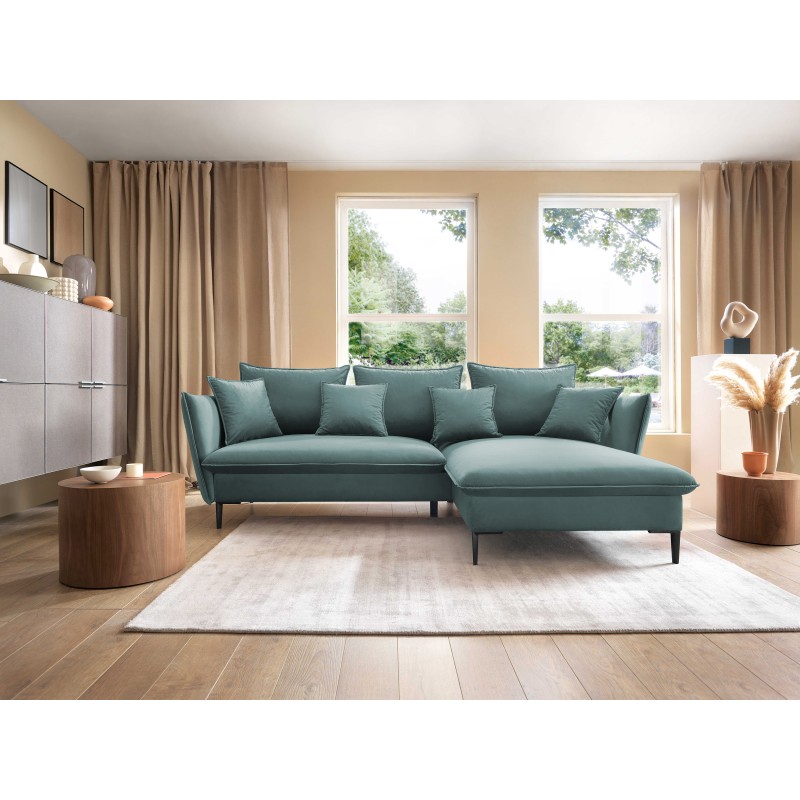 GLOSS Right-Handed Corner Sofa with Sleeping Function, Free-Standing Set with Pillows in RIVIERA 80 Light Grey Fabric GLOSS Right-Handed Corner Sofa with Sleeping Function, Free-Standing Set with Pillows in RIVIERA 80 Light Grey Fabric