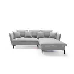 GLOSS Right-Hand Corner Sofa with Sleep Function, Set with Free-Standing Cushions in RIVIERA 81 Blue Fabric