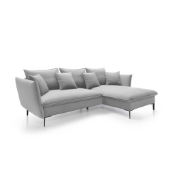 GLOSS Right-Hand Corner Sofa with Sleep Function, Set with Free-Standing Cushions in RIVIERA 81 Blue Fabric GLOSS Right-Hand Corner Sofa with Sleep Function, Set with Free-Standing Cushions in RIVIERA 81 Blue Fabric