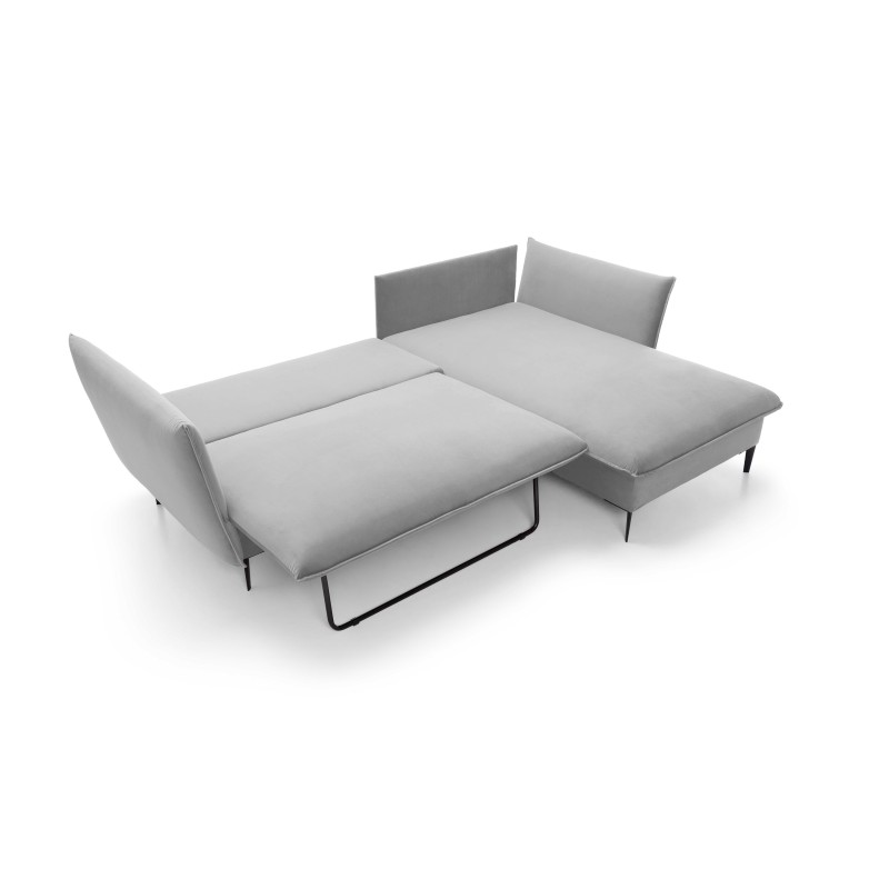 GLOSS Right-Hand Corner Sofa with Sleep Function, Set with Free-Standing Cushions in RIVIERA 81 Blue Fabric GLOSS Right-Hand Corner Sofa with Sleep Function, Set with Free-Standing Cushions in RIVIERA 81 Blue Fabric