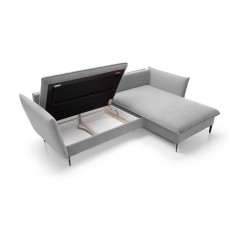 GLOSS Right-Hand Corner Sofa with Sleep Function, Set with Free-Standing Cushions in RIVIERA 81 Blue Fabric GLOSS Right-Hand Corner Sofa with Sleep Function, Set with Free-Standing Cushions in RIVIERA 81 Blue Fabric