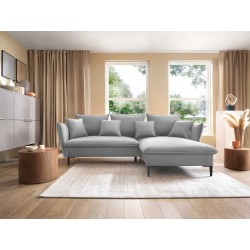 GLOSS Right-Hand Corner Sofa with Sleep Function, Set with Free-Standing Cushions in RIVIERA 81 Blue Fabric GLOSS Right-Hand Corner Sofa with Sleep Function, Set with Free-Standing Cushions in RIVIERA 81 Blue Fabric
