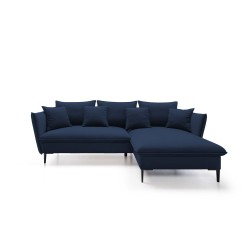 GLOSS Right-Handed Corner Sofa with Sleep Function, Freestanding Fabric Set with Pillows in RIVIERA 96 Dark Grey