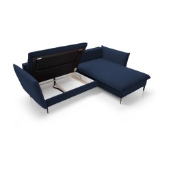 GLOSS Right-Handed Corner Sofa with Sleep Function, Freestanding Fabric Set with Pillows in RIVIERA 96 Dark Grey GLOSS Right-Handed Corner Sofa with Sleep Function, Freestanding Fabric Set with Pillows in RIVIERA 96 Dark Grey