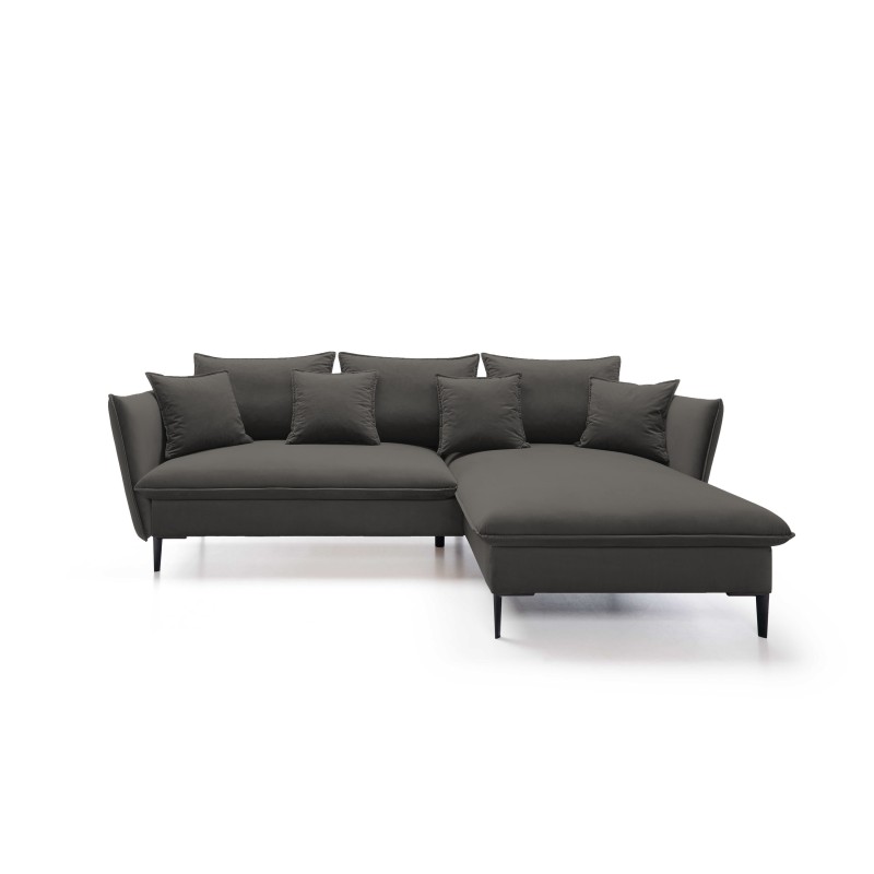 GLOSS Right-Hand Corner Sofa Bed with Cushion Set, Free-Standing, RIVIERA 100 Black Fabric GLOSS Right-Hand Corner Sofa Bed with Cushion Set, Free-Standing, RIVIERA 100 Black Fabric
