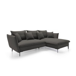 GLOSS Right-Hand Corner Sofa Bed with Cushion Set, Free-Standing, RIVIERA 100 Black Fabric GLOSS Right-Hand Corner Sofa Bed with Cushion Set, Free-Standing, RIVIERA 100 Black Fabric