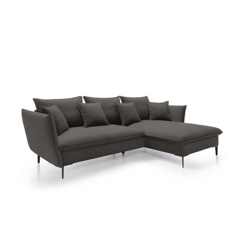 GLOSS Right-Hand Corner Sofa Bed with Cushion Set, Free-Standing, RIVIERA 100 Black Fabric GLOSS Right-Hand Corner Sofa Bed with Cushion Set, Free-Standing, RIVIERA 100 Black Fabric