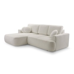VELO Free-Standing L-Shaped Left-Side Corner Sofa with Sleep Function in Coral 65 Fabric