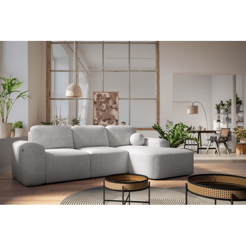 Elegant Monaco I corner sofa with sleeping function, upholstered in Velvet fabric, Velo 632.