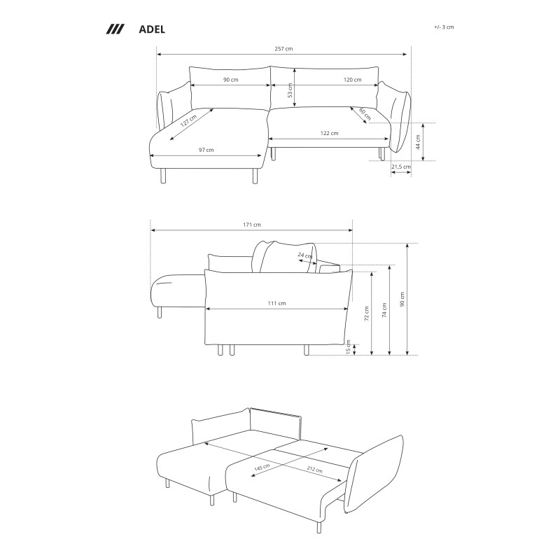 ADEL Corner Free-Standing Right Hand Fabric Sofa in ANTHOLOGY 17 ADEL Corner Free-Standing Right Hand Fabric Sofa in ANTHOLOGY 17