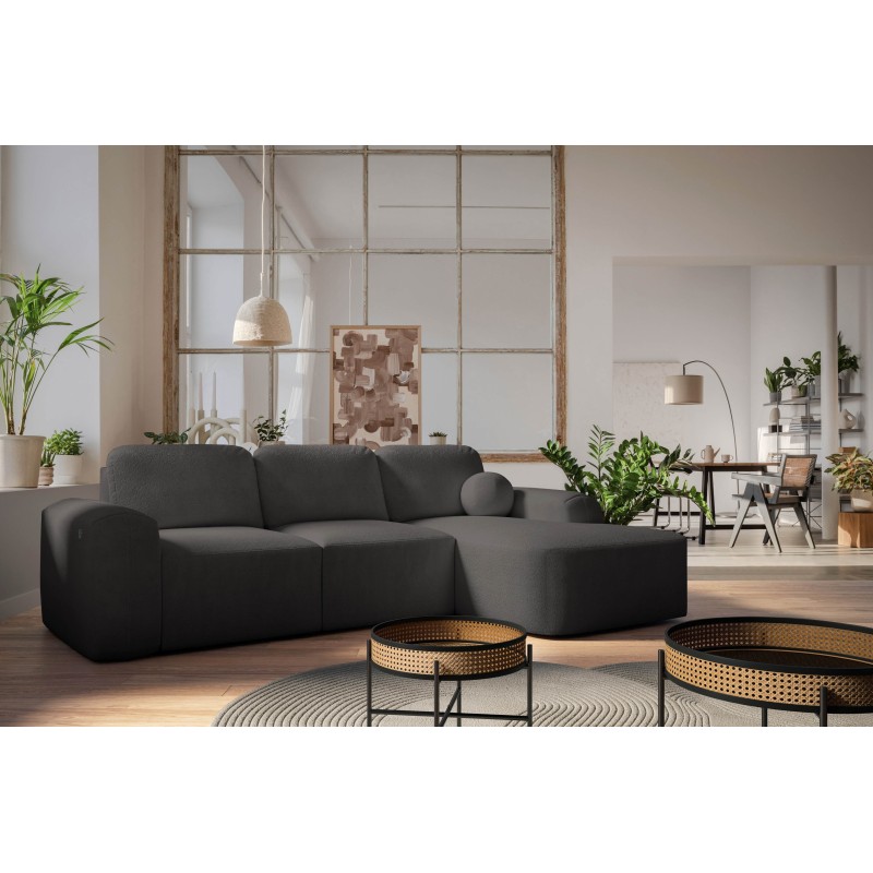 Elegant Monaco I Corner Sofa with Sleeping Function, Upholstered in Velvet Fabric, Velo 635