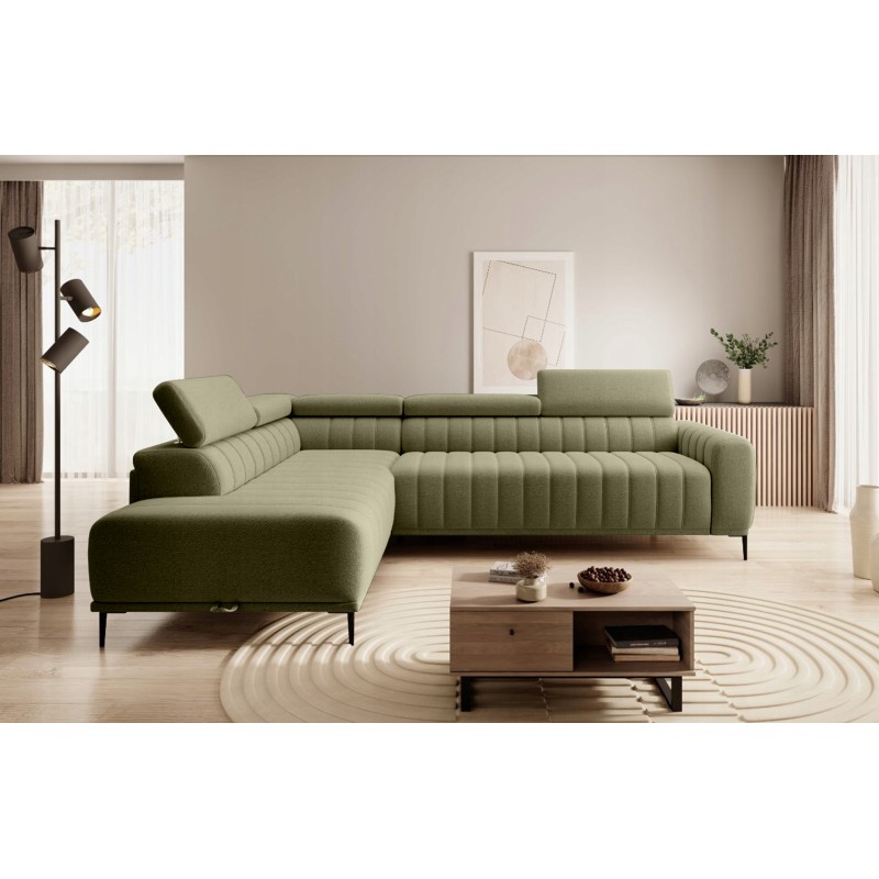 GANDI 120 Left-Handed Corner Sofa Bed with Italian System Mattress, Salvador 10 Green by WERSAL GANDI 120 Left-Handed Corner Sofa Bed with Italian System Mattress, Salvador 10 Green by WERSAL