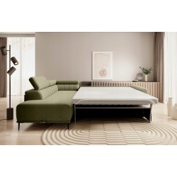 GANDI 120 Left-Handed Corner Sofa Bed with Italian System Mattress, Salvador 10 Green by WERSAL GANDI 120 Left-Handed Corner Sofa Bed with Italian System Mattress, Salvador 10 Green by WERSAL