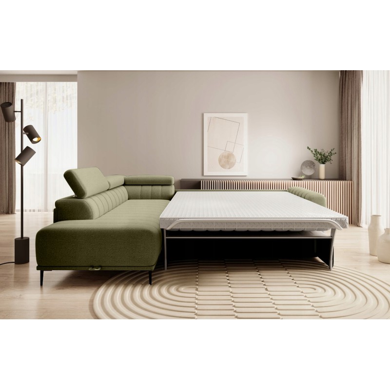 GANDI 120 Left-Handed Corner Sofa Bed with Italian System Mattress, Salvador 10 Green by WERSAL GANDI 120 Left-Handed Corner Sofa Bed with Italian System Mattress, Salvador 10 Green by WERSAL