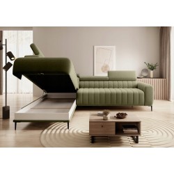GANDI 120 Left-Handed Corner Sofa Bed with Italian System Mattress, Salvador 10 Green by WERSAL GANDI 120 Left-Handed Corner Sofa Bed with Italian System Mattress, Salvador 10 Green by WERSAL
