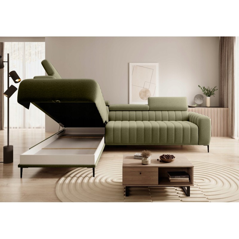 GANDI 120 Left-Handed Corner Sofa Bed with Italian System Mattress, Salvador 10 Green by WERSAL GANDI 120 Left-Handed Corner Sofa Bed with Italian System Mattress, Salvador 10 Green by WERSAL
