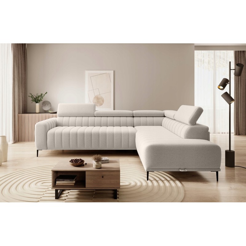 GANDI 120 Right-Hand Corner Sofa Bed with Italian System Mattress, Salvador 01 Beige Edition WERSAL GANDI 120 Right-Hand Corner Sofa Bed with Italian System Mattress, Salvador 01 Beige Edition WERSAL