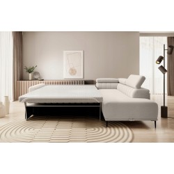 GANDI 120 Right-Hand Corner Sofa Bed with Italian System Mattress, Salvador 01 Beige Edition WERSAL GANDI 120 Right-Hand Corner Sofa Bed with Italian System Mattress, Salvador 01 Beige Edition WERSAL