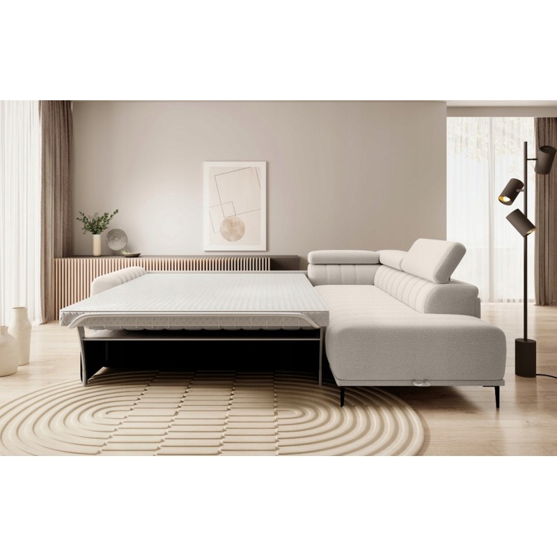 GANDI 120 Right-Hand Corner Sofa Bed with Italian System Mattress, Salvador 01 Beige Edition WERSAL GANDI 120 Right-Hand Corner Sofa Bed with Italian System Mattress, Salvador 01 Beige Edition WERSAL