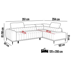 GANDI 120 Right-Handed Corner Sofa with Italian Mattress System Salvador 16 in Graphite WERSAL GANDI 120 Right-Handed Corner Sofa with Italian Mattress System Salvador 16 in Graphite WERSAL