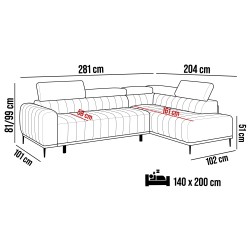 GANDI 140 Left-Handed Corner Sofa with Italian Mattress System, Salvador 13 Ash Grey Edition by WERSAL GANDI 140 Left-Handed Corner Sofa with Italian Mattress System, Salvador 13 Ash Grey Edition by WERSAL