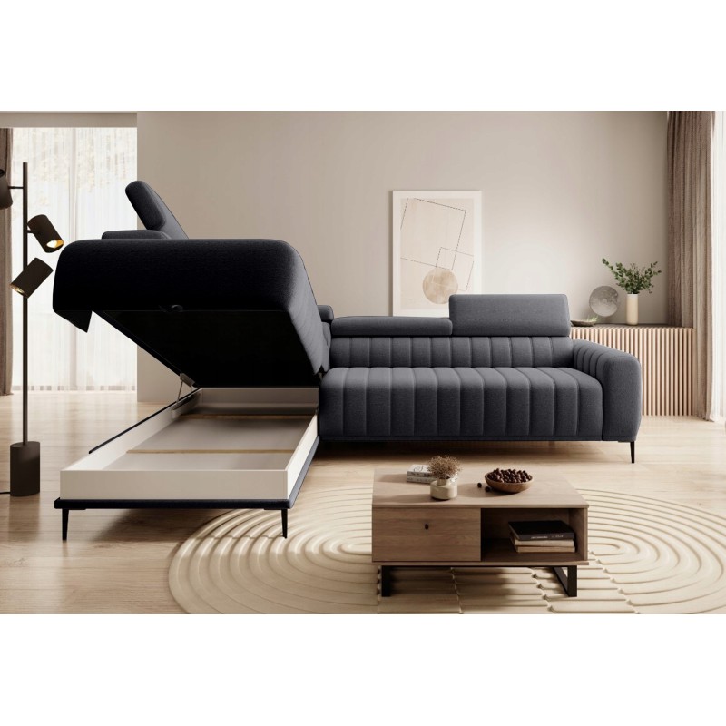 GANDI 140 Left-Handed Corner Sofa Bed with Italian System, Salvador 16 Graphite Variant GANDI 140 Left-Handed Corner Sofa Bed with Italian System, Salvador 16 Graphite Variant