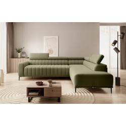 GANDI 140 Right-Hand Corner Sofa with Italian Mattress System, Salvador 10 Green, by WERSAL GANDI 140 Right-Hand Corner Sofa with Italian Mattress System, Salvador 10 Green, by WERSAL